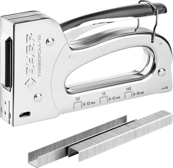 Универсальный компактный степлер 4-в-1: 53(6-10мм)/140(6-10 мм)/53F/13, Универсал-10 ЗУБР
