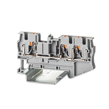 Клемма проходная, зажим push-in, 3 точки подключения, 4 кв.мм, серая DKC