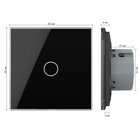 Сенсорный выключатель 1 клавиша 1 пост Черный Livolo