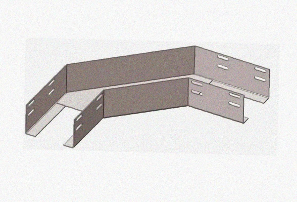 Лоток угловой замковый глухой КГЗГ 400х100-90 УТ1,5 поворот на 90, оцинкованный лист S1,0