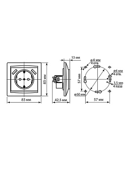 Розетка 2П+З 16А 250В + 2 USB порта 2,1А 5В старинное серебро "Лама" TDM