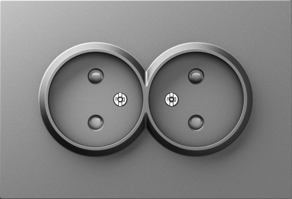 Donel A07 сталь накладка для розетки 2-й без заземления, со шторками 16A 250 В~,серия DB