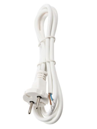 Шнур сетевой с вилкой ПВС-ВП 2x0,75мм2 1,5м б/з белый Народный