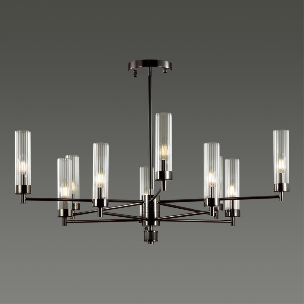 Люстра потолочная E14 10*40W 220V KAMILLA черный хром LUMION