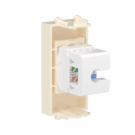 Телефонная розетка RJ-12 без шторки модульная, "Avanti", "Ванильная дымка", 1 модуль DKC