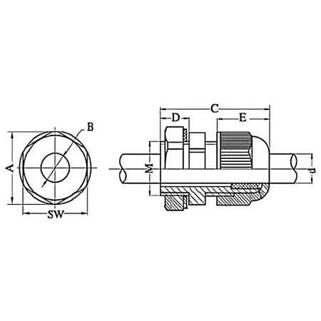 Зажим кабельный с контргайкой, IP68, PG13.5, д.6 - 12мм DKC