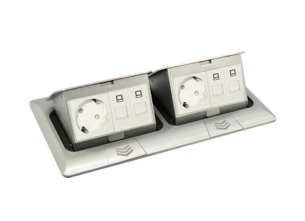 Donel Выдвижной блок 8 (4+4) мод. алюминий (с уст. набором)