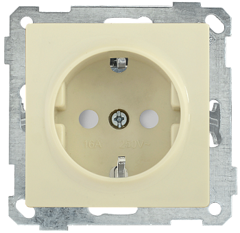 Розетка РС14-1-0-Б с з/з с защитной шторкой 16А BOLERO кремовый IEK