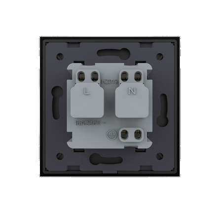 Розетка с крышкой 1 модуль Черная Livolo