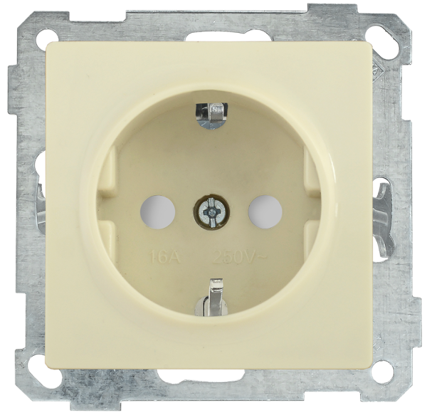 Розетка РС14-1-0-Б с з/з с защитной шторкой 16А BOLERO кремовый IEK