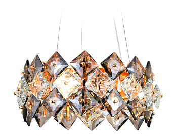 Подвесная люстра с хрусталем TR5185/4 GD/CL/SM золото/прозрачный/дымчатый E14/4 max 40W D450*1600 Ambrella Light