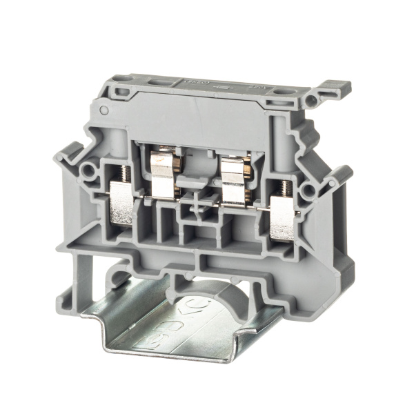 Клемма для предохранителя, винтовой зажим, 2 точки подключения, 4 кв.мм, серая DKC