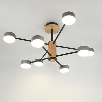 Люстра под лампу GCHL-8GX53-M Серая+Дерево Элизиум General