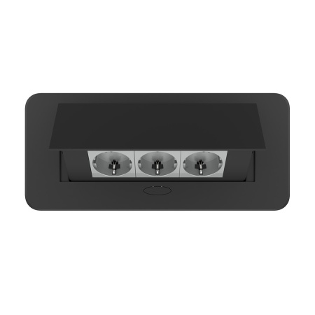 Розетка горизонтальная выдвижная 3 Euro 16A цвет черный-серый Livolo