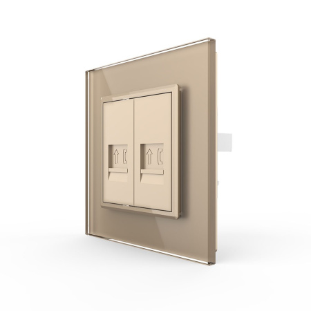 Розетка телефон двойная Золотая Livolo