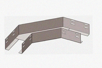 Лоток угловой глухой КГГ 200х100-90 УХЛ1 поворот на 90, оцинкованный лист S1,5