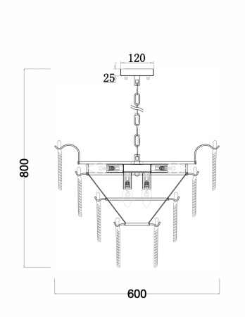 Люстра 9*E14 60Вт Золото IP20 Hloya FR5143PL-09G Freya
