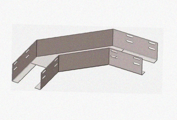 Лоток угловой перфорированный КГ 100х65-135 УТ1,5 поворот на 135, оцинкованный лист S1,0