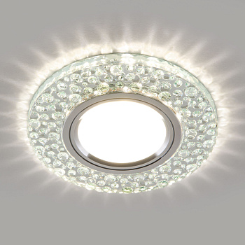 Встраиваемый точечный светильник со св/д подсветкой 1*G5.3 прозрачный IP20 (a043148) Elektrostandard