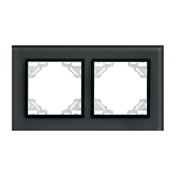 Минск Рамка 2-местная стеклянная черная EKF