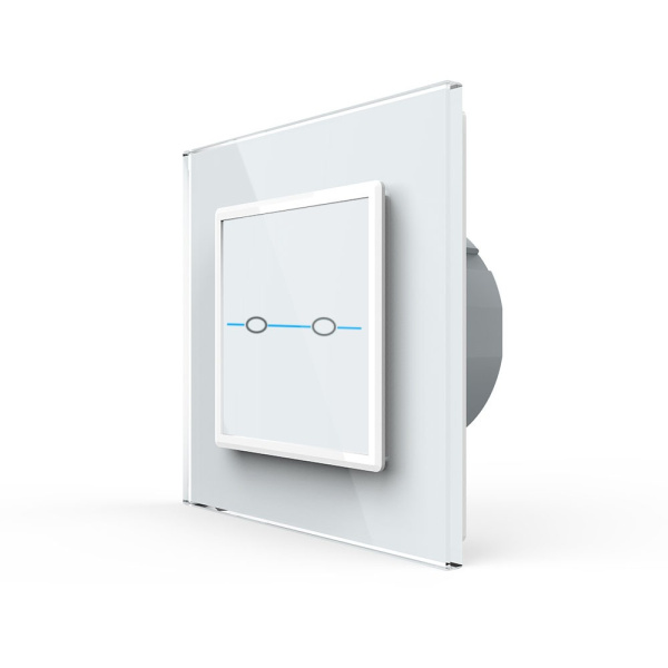 Сенсорный выключатель Quadro 2 клавиши 1 пост Белый Livolo