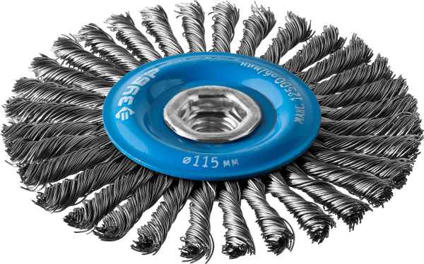 Профессионал. Щетка дисковая для УШМ, плетеные пучки стальной проволоки 0,5мм, 115ммхМ14 ЗУБР