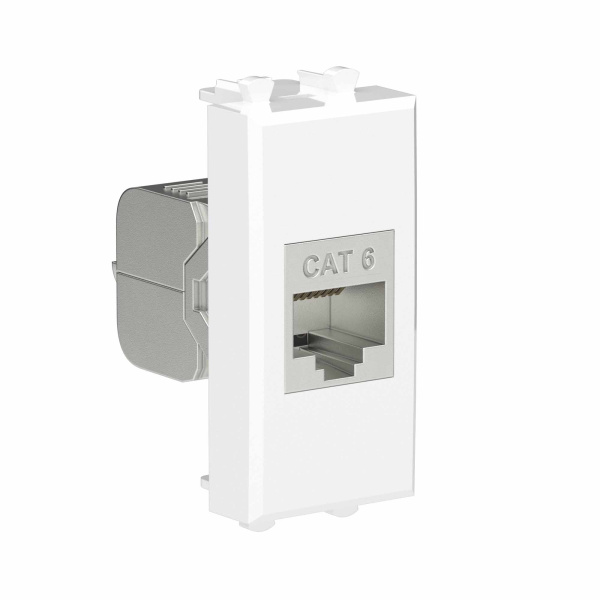 Компьютерная розетка RJ-45 без шторки модульная, кат.6 экранированная, "Avanti", "Белое облако", 1 модуль DKC