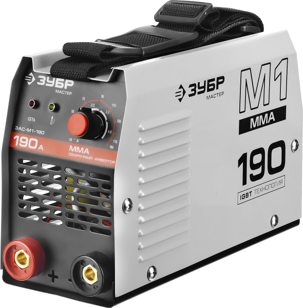 Инвертор сварочный, ЗАС-М1-190, 190А, MMA, IGBT, ПВ 30%, принуд обдув, Форсаж дуги, Горячий старт, Антиприлипание эл-да, 220В (мин 160В) ЗУБР