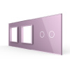 Панель для двух розеток и сенсорного выключателя, 2 клавиши, цвет розовый, стекло Livolo