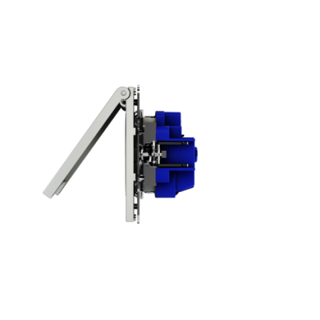 Розетка встраиваемая Voltum S70 с заземлением, защитными шторками и крышкой 16А, (сталь)