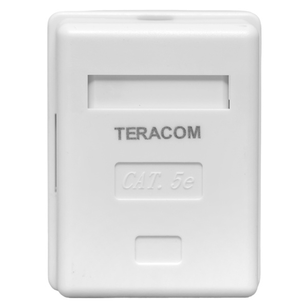 Розетка настенная TERACOM Cat,5E неэкранированная 1 порт RJ-45 Dual IDC белая EKF