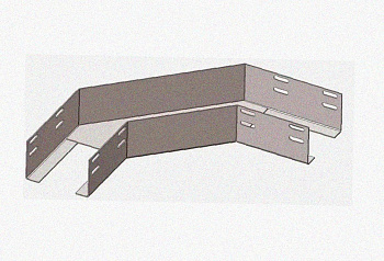 Лоток угловой лестничный КГ-НЛ 40-90 (Rп600) УТ1,5 поворот на 90, радиус поворота трассы 600 мм, горячее цинкование, S1,5