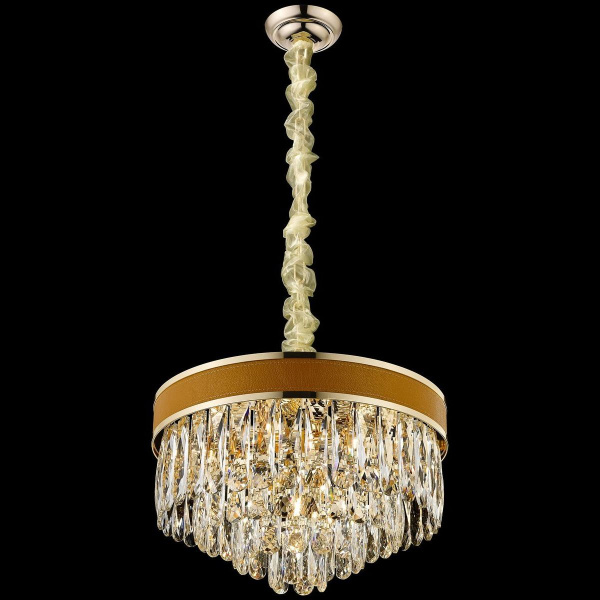 Люстра подвесная Матовое золото, Абрикосовый/Прозрачный E14 8*40Вт WE136.08.303 WERTMARK