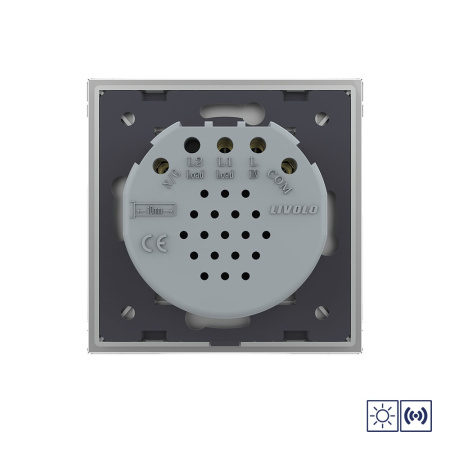 Сенсорный импульсный выключатель сухой контакт 1 клавиша 1 модуль Серый Livolo