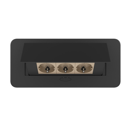 Розетка горизонтальная выдвижная 3 Euro 16A цвет черный-золотой Livolo