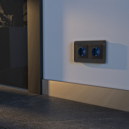 Розетка с подсветкой (черный) СУ IP20 Werkel