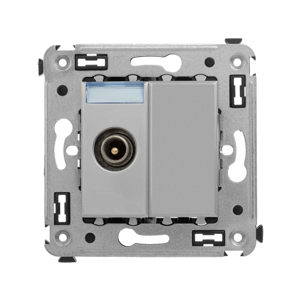 Розетка TV проходная в стену, "Avanti", "Закаленная сталь" DKC