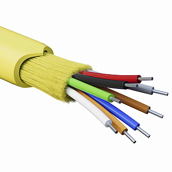 Кабель волоконно-оптический, распределительный, арамидные упрочняющие нити, для внутренней прокладки, нг(A)-HFLTx, 8 ОВ, категорияOS2 (G.652.D) плотны