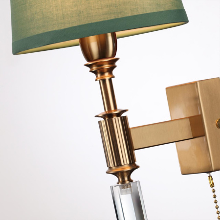 Бра с выкл.E14 1*40W LONDON бронзовый/зеленый/абажур ткань ODEON LIGHT