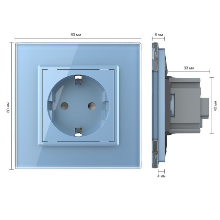 Розетка 1 модуль Синяя Livolo
