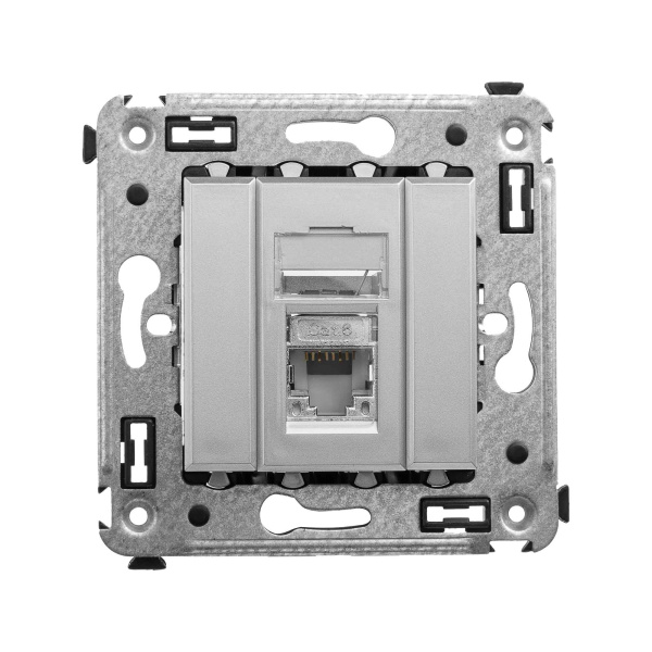 Компьютерная розетка RJ-45 в стену, кат.6 одинарная экранированная,"Avanti","Закаленная сталь" DKC