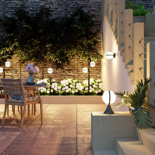 Ландшафтный св-к на базу E27 1*10W IP44 IP44 LOMEO черный/акрил ODEON LIGHT