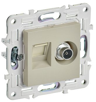 SKANDY Розетка двойная TV+RJ11 SK-A16B бежевый IEK
