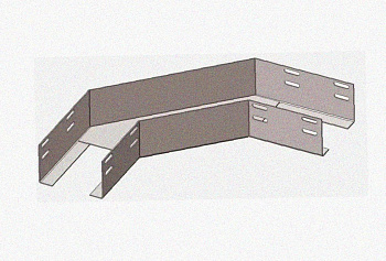 Лоток угловой замковый глухой КГЗГ 400х50-90 УТ1,5 поворот на 90, оцинкованный лист, S1,5