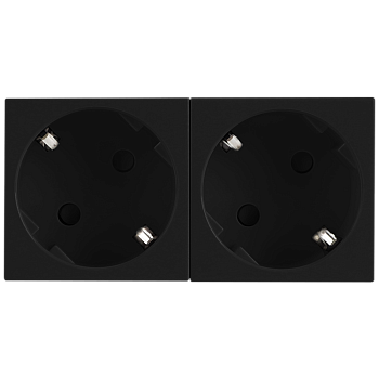 Donel Розетка 2х2К+З нем.ст., 45 гр., с з/ш, черн. (90х45мм), серия (тип) DF6