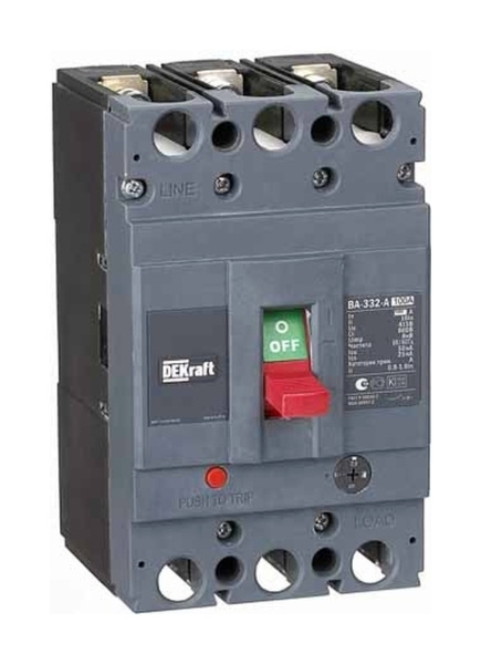 Выключатель автоматический 3П 100А диапазон уставок 80...100А 50кА ВА-332 DEKraft