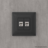 Компьютерная розетка RJ-45 без шторки в стену, кат.6 двойная экранированная, "Avanti", "Черный матовый" DKC