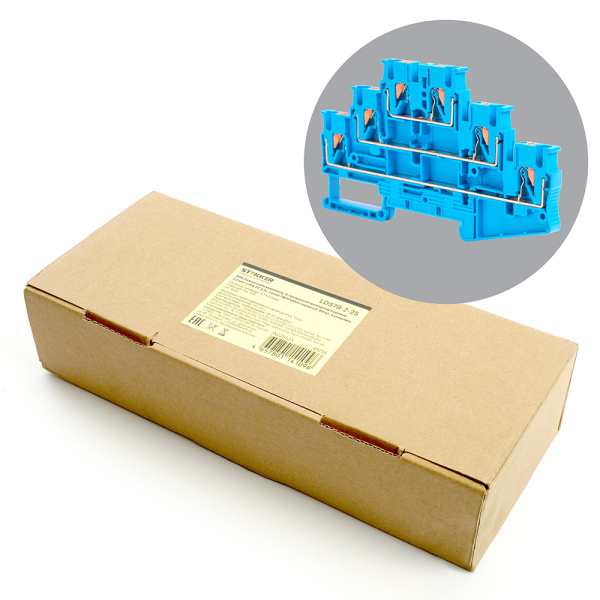 Зажим пружинный, 6-проводной проходной ЗНИ - 2,5, JXB PT 2,5, синий LD579-2-25 STEKKER