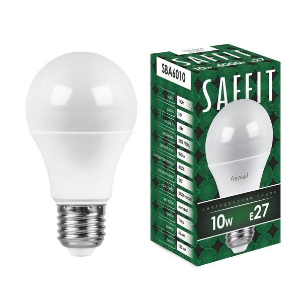 Лампа светодиодная SAFFIT SBA6010 Шар E27 10W 4000K Лампа светодиодная SAFFIT SBA6010 Шар E27 10W 4000K