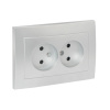 Валенсия Лицевая панель розетка 2-местной б/з 10А сталь с защ, штор, EKF